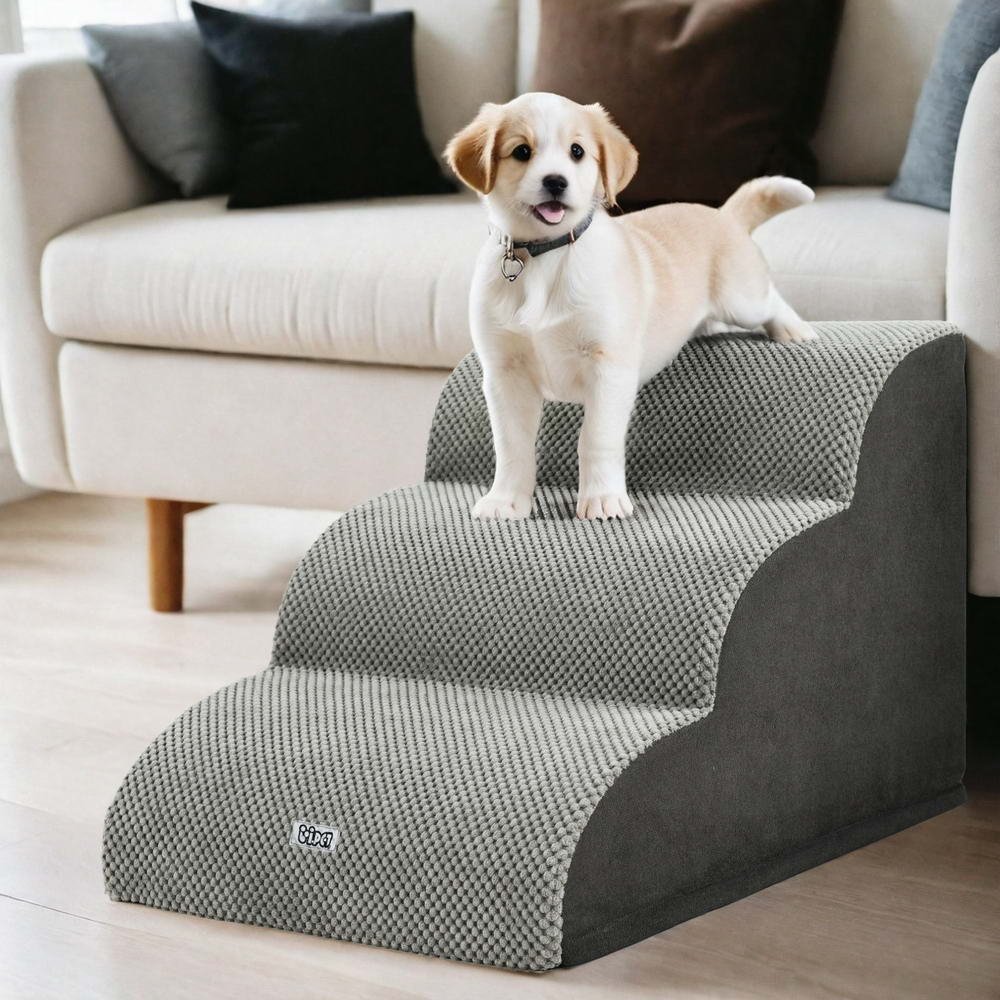 i.Pet Dog Ramp Steps Foam 3 Tier Pet Stairs For Bed Sofa Car Portable Indoor - Image 7
