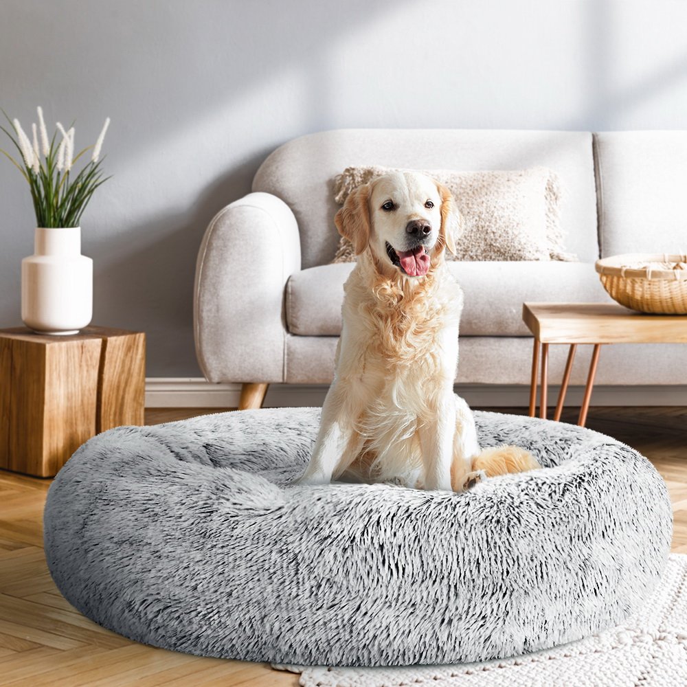 i.Pet Pet Bed Dog Cat 90cm Large Calming Soft Plush Light Charcoal - Image 7