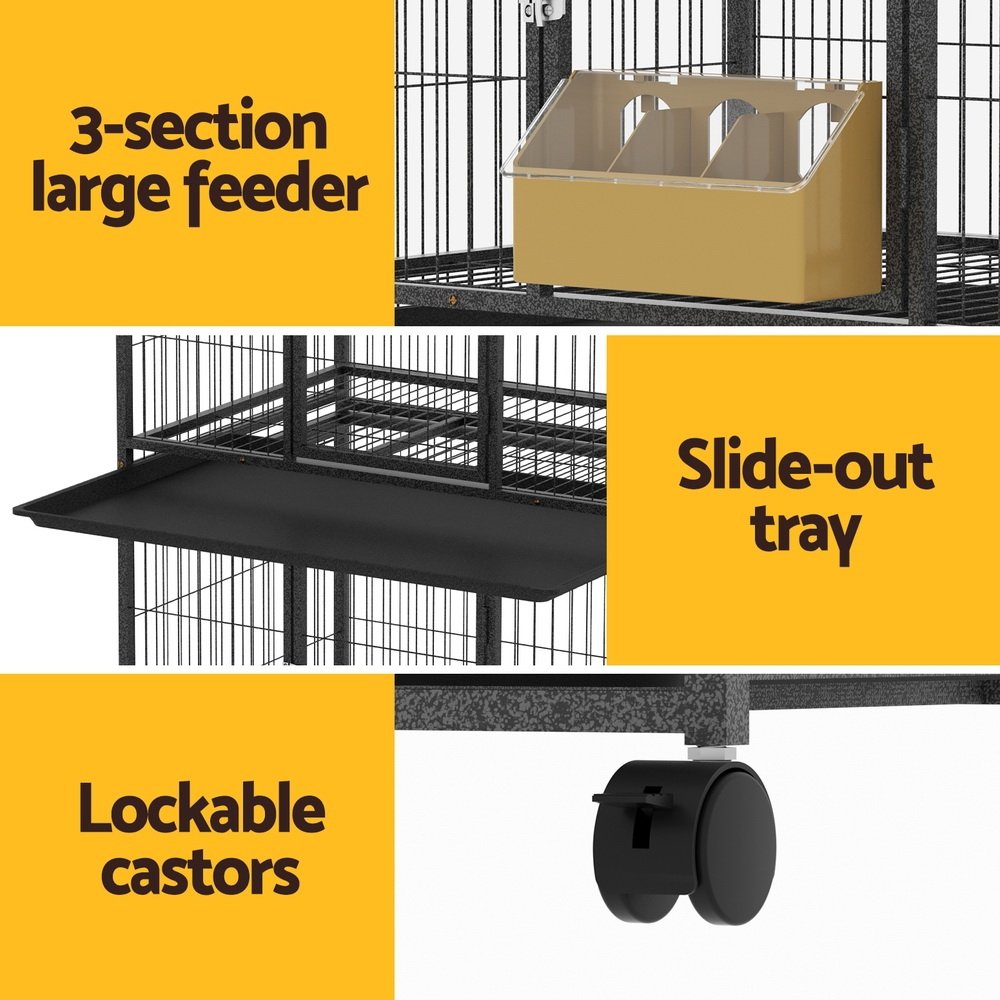 i.Pet Bird Cage Large Bird Cages Aviary Budgie Perch Cage Parrot Pet Stand Wheels - Image 6