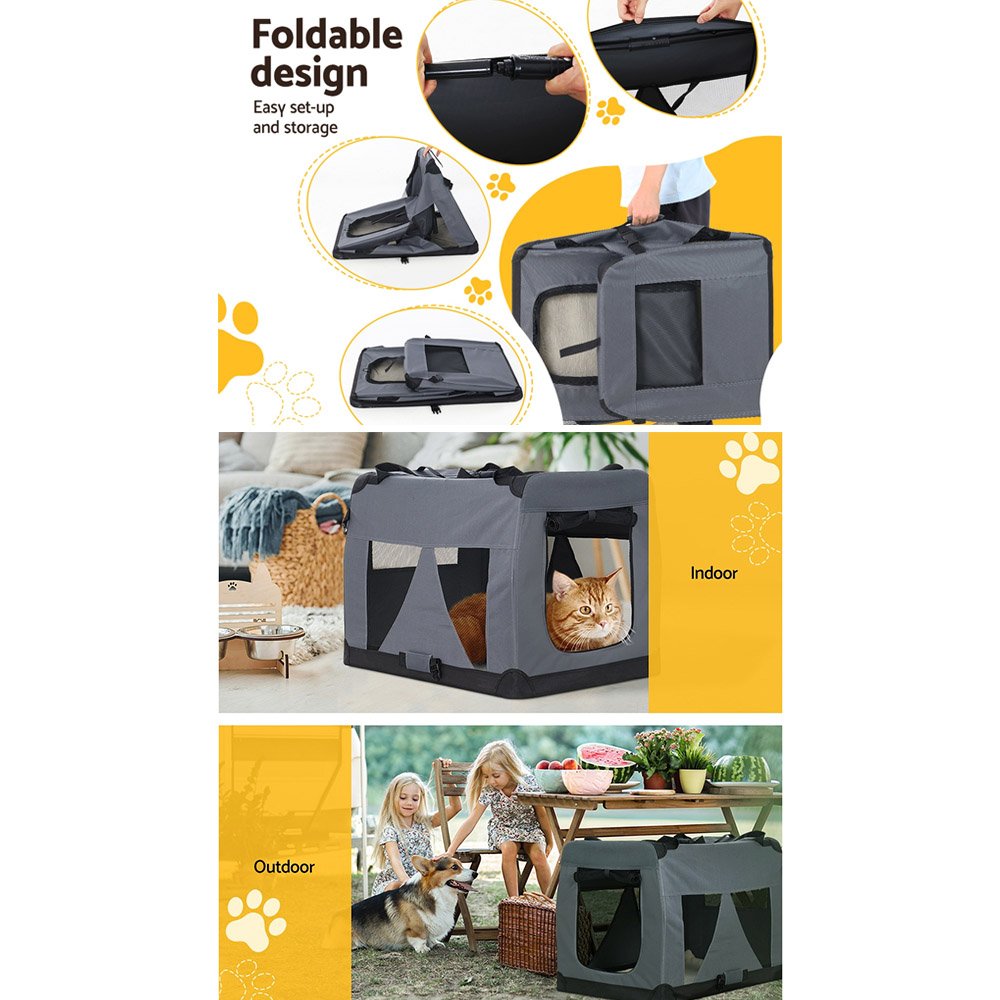 i.Pet Pet Carrier Soft Crate Dog Cat Travel 60x42CM Portable Foldable Car M - Image 7