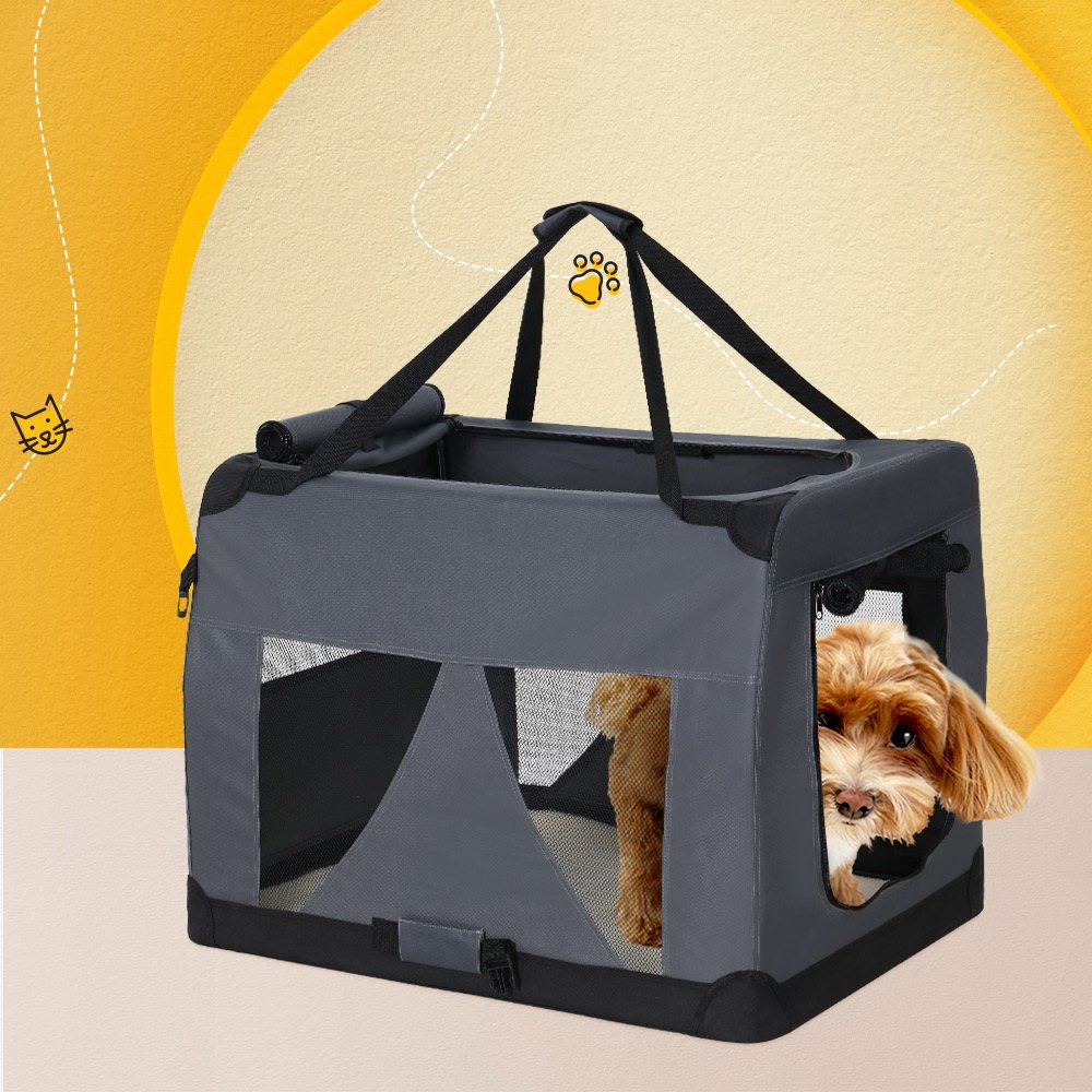 i.Pet Pet Carrier Soft Crate Dog Cat Travel 60x42CM Portable Foldable Car M - Image 8