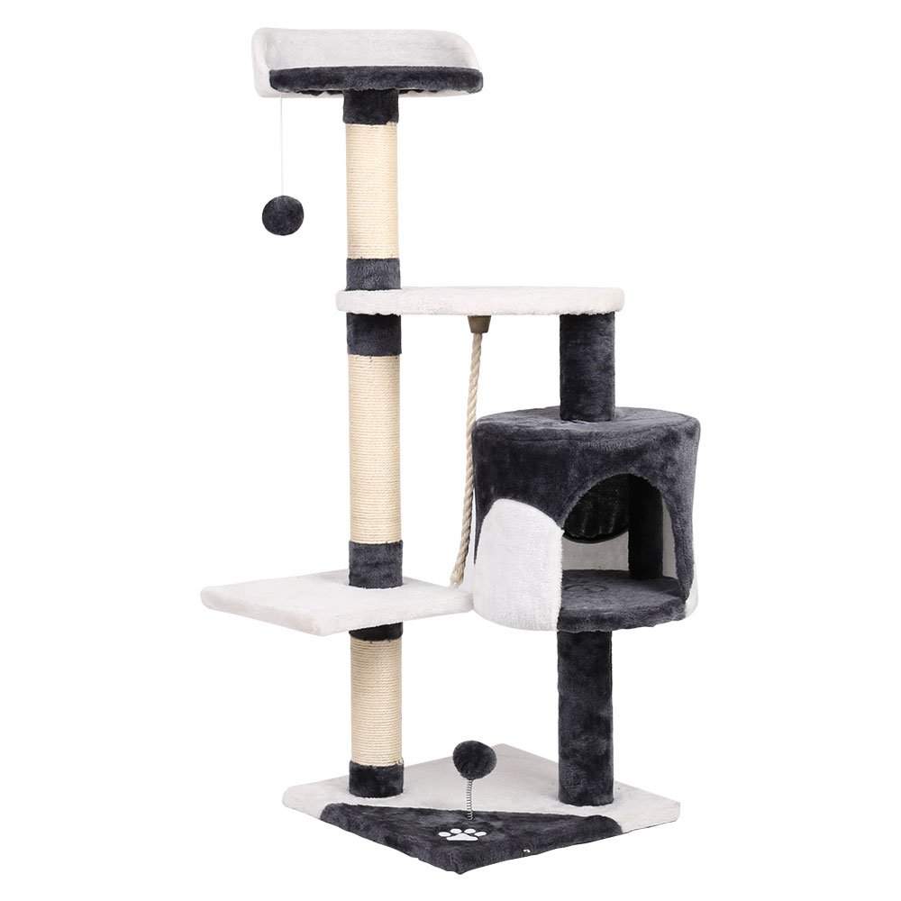 i.Pet Cat Tree 112cm Tower Scratching Post Scratcher Wood Condo House Furniture - Image 8