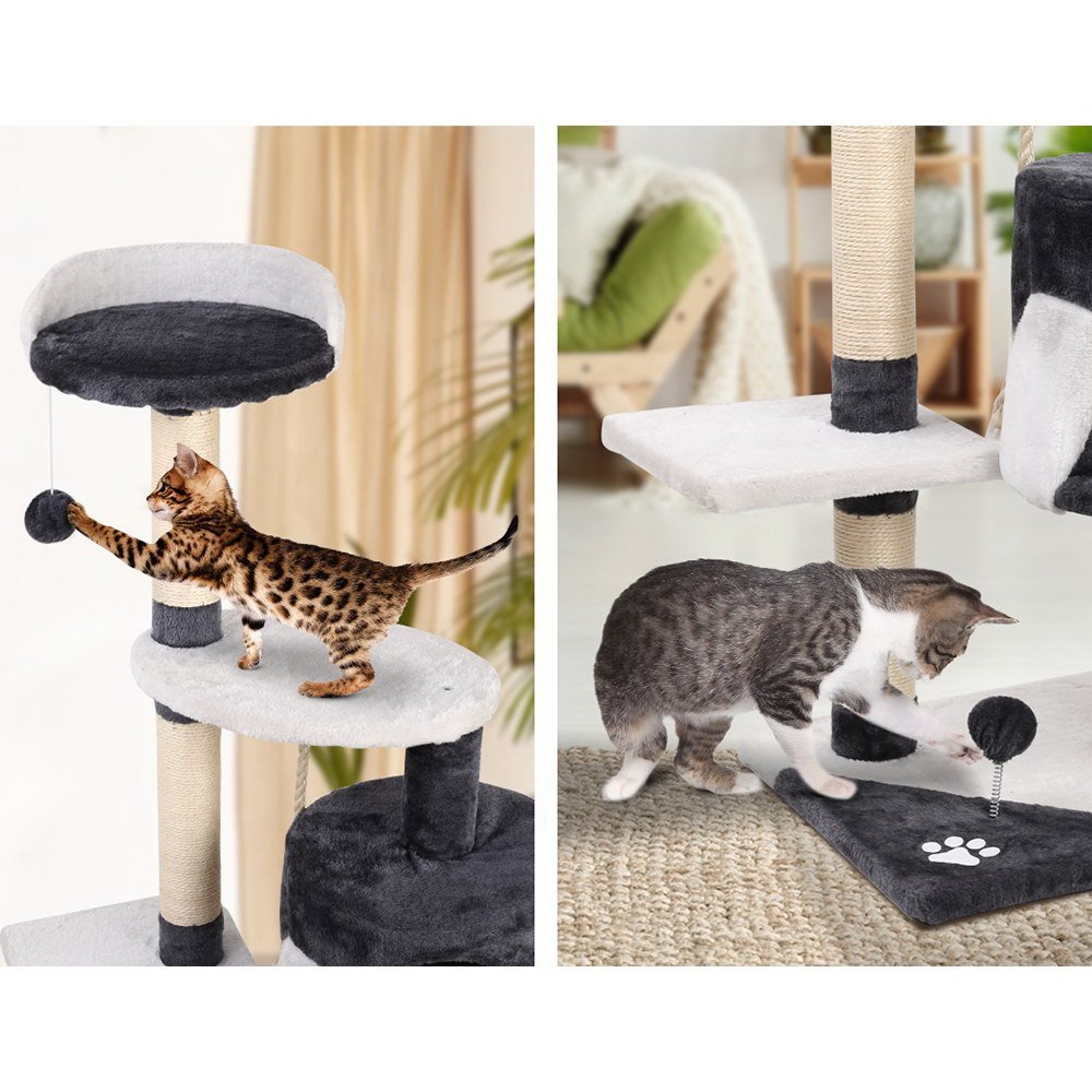 i.Pet Cat Tree 112cm Tower Scratching Post Scratcher Wood Condo House Furniture - Image 5