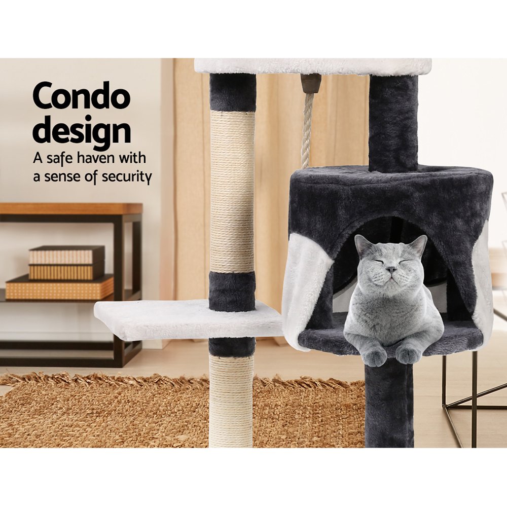 i.Pet Cat Tree 112cm Tower Scratching Post Scratcher Wood Condo House Furniture - Image 7