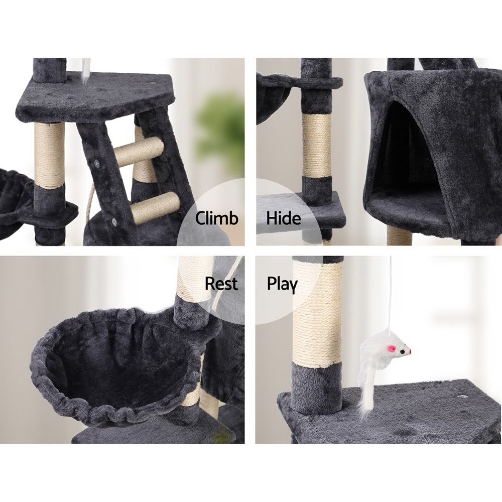 i.Pet Cat Tree 120cm Tower Scratching Post Scratcher Wood Condo House Bed Toys - Image 5