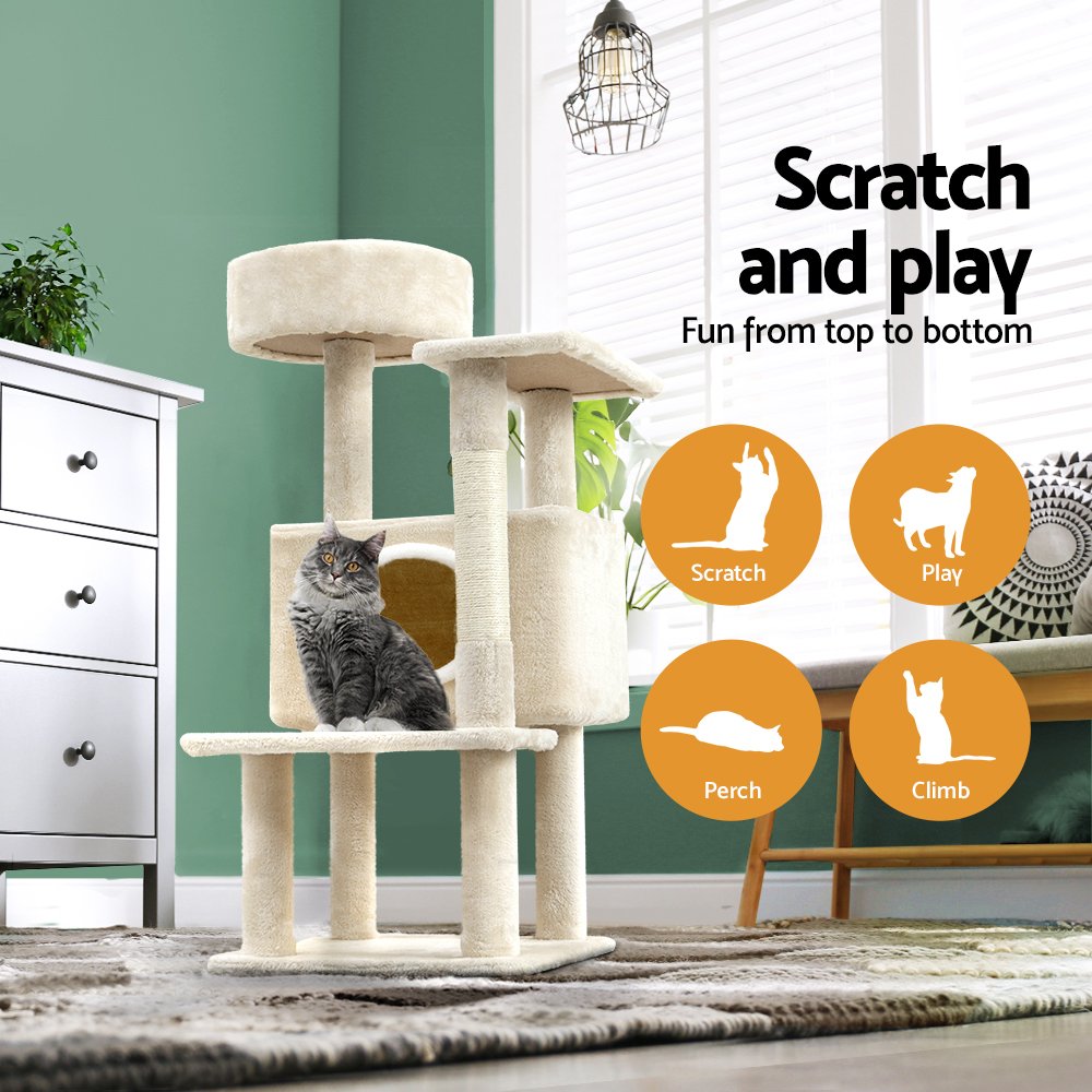 i.Pet Cat Tree 90cm Scratching Post Tower Scratcher Wood Condo House Bed Trees - Image 4