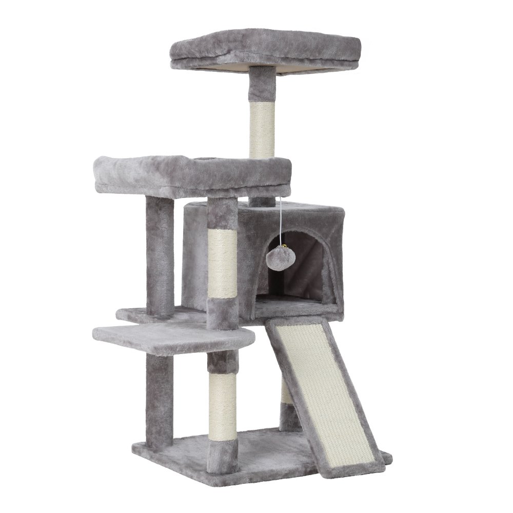 i.Pet Cat Tree 103cm Tower Scratching Post Scratcher Wood Condo House Trees Grey - Image 3