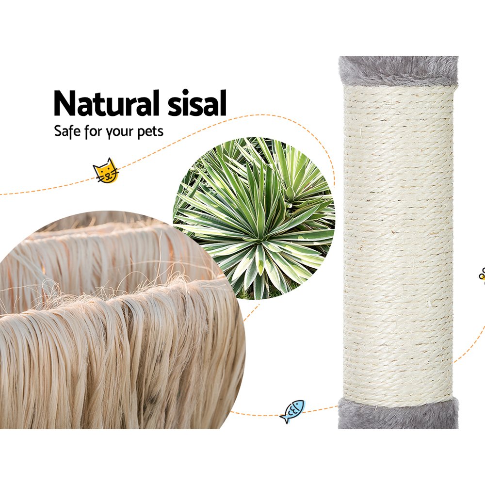 i.Pet Cat Tree 103cm Tower Scratching Post Scratcher Wood Condo House Trees Grey - Image 5