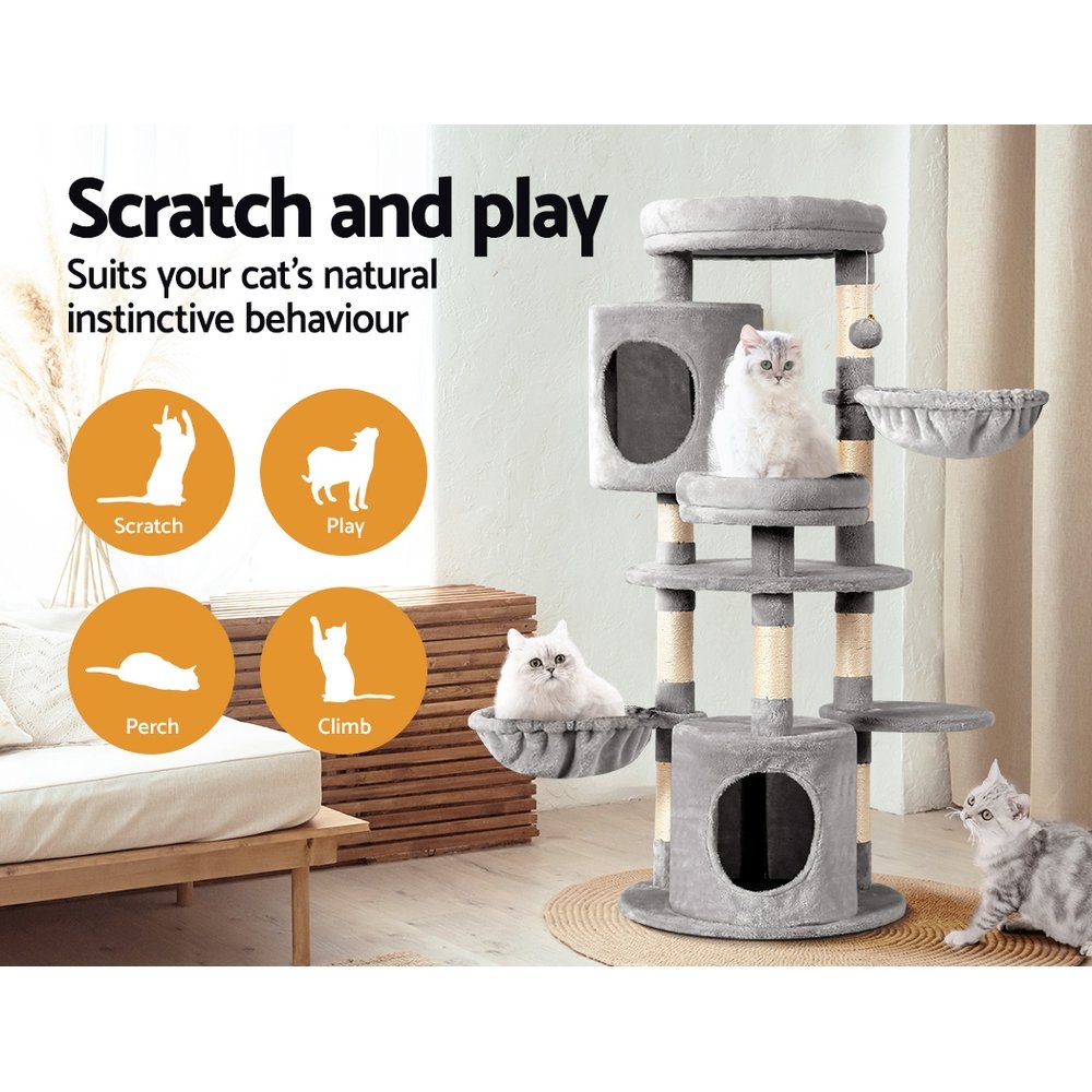 i.Pet Cat Tree 123cm Tower Scratching Post Scratcher Wood Condo House Bed Toys - Image 4