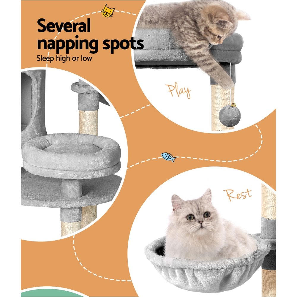 i.Pet Cat Tree 123cm Tower Scratching Post Scratcher Wood Condo House Bed Toys - Image 7