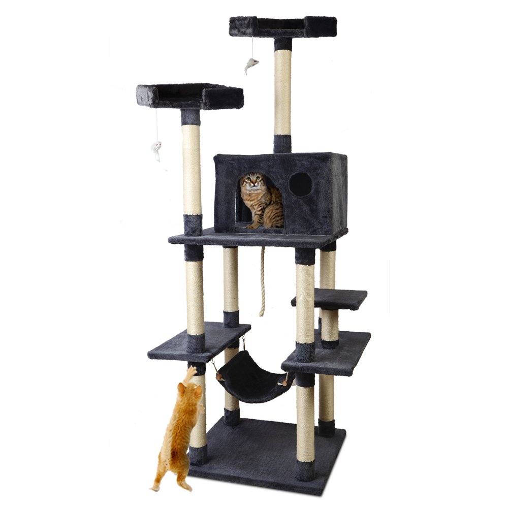 i.Pet Cat Tree 184cm Tower Scratching Post Scratcher Wood Trees Condo Bed House - Image 8