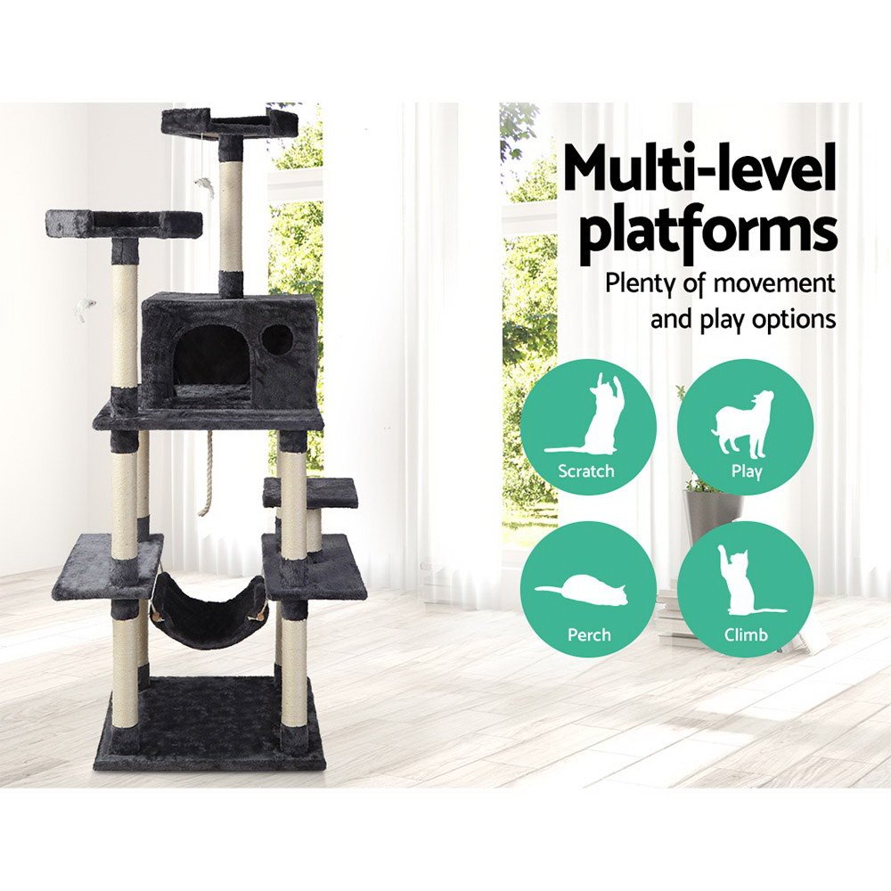 i.Pet Cat Tree 184cm Tower Scratching Post Scratcher Wood Trees Condo Bed House - Image 3