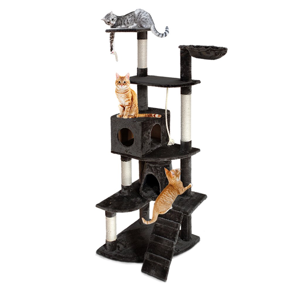 i.Pet Cat Tree 193cm Tower Scratching Post Scratcher Condo House Trees Grey - Image 8