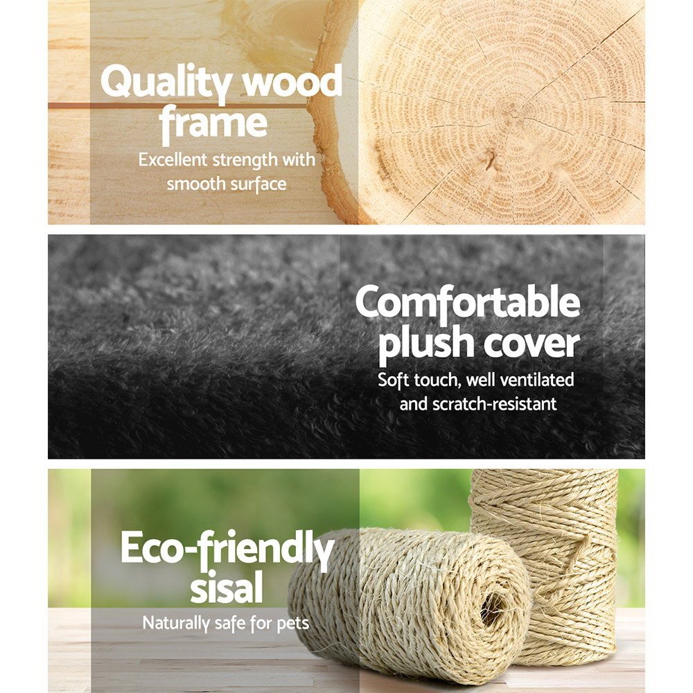 i.Pet Cat Tree 193cm Tower Scratching Post Scratcher Condo House Trees Grey - Image 4