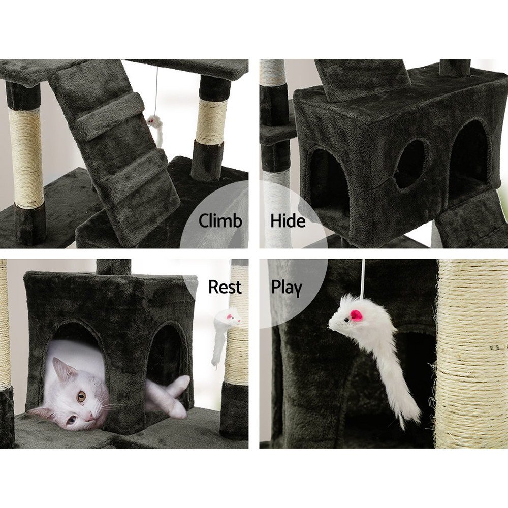 i.Pet Cat Tree 180cm Tower Scratching Post Scratcher Wood Condo House Toys Grey - Image 7