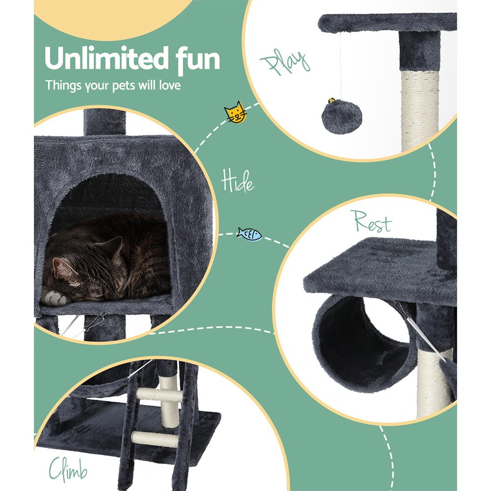 i.Pet Cat Tree 144cm Tower Scratching Post Scratcher Wood Condo Toys House Bed - Image 6