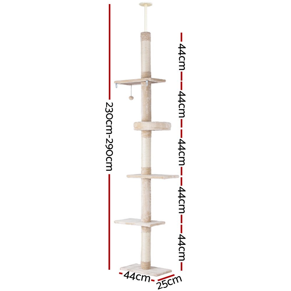 i.Pet Cat Tree 290cm Tower Scratching Cats Post Scratcher Floor to Ceiling Bed - Image 2