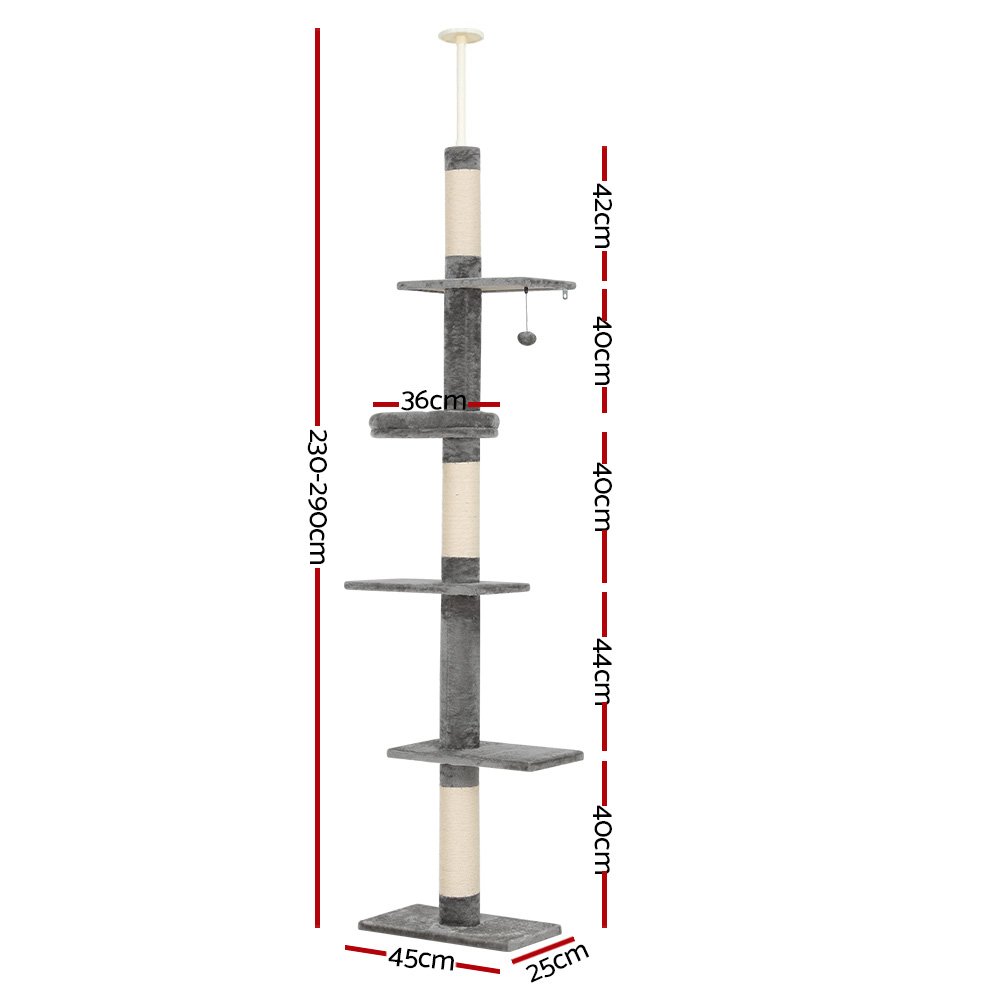 i.Pet Cat Tree 290cm Tower Scratching Post Scratcher Floor to Ceiling Cats Bed - Image 2