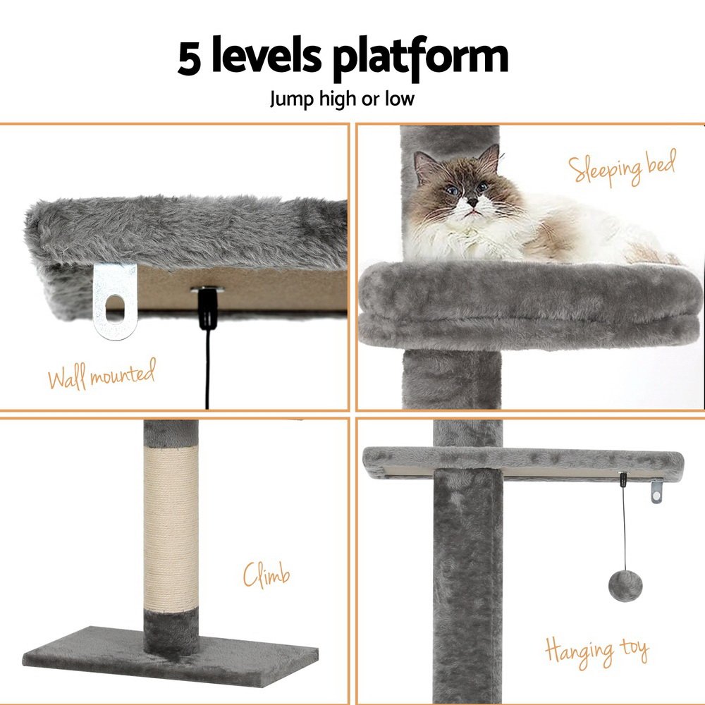 i.Pet Cat Tree 290cm Tower Scratching Post Scratcher Floor to Ceiling Cats Bed - Image 6