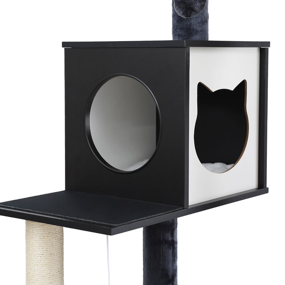 i.Pet Cat Tree Tower Scratching Post Scratcher 144cm Wood Bed Condo House Cabinet - Image 4