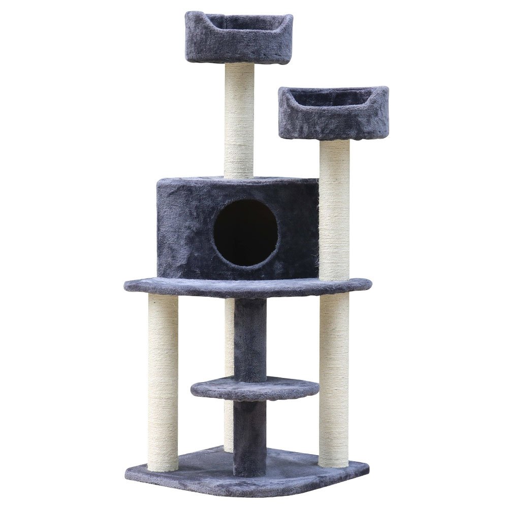 i.Pet Cat Tree 126cm Tower Scratching Post Scratcher Condo Trees House Grey - Image 8