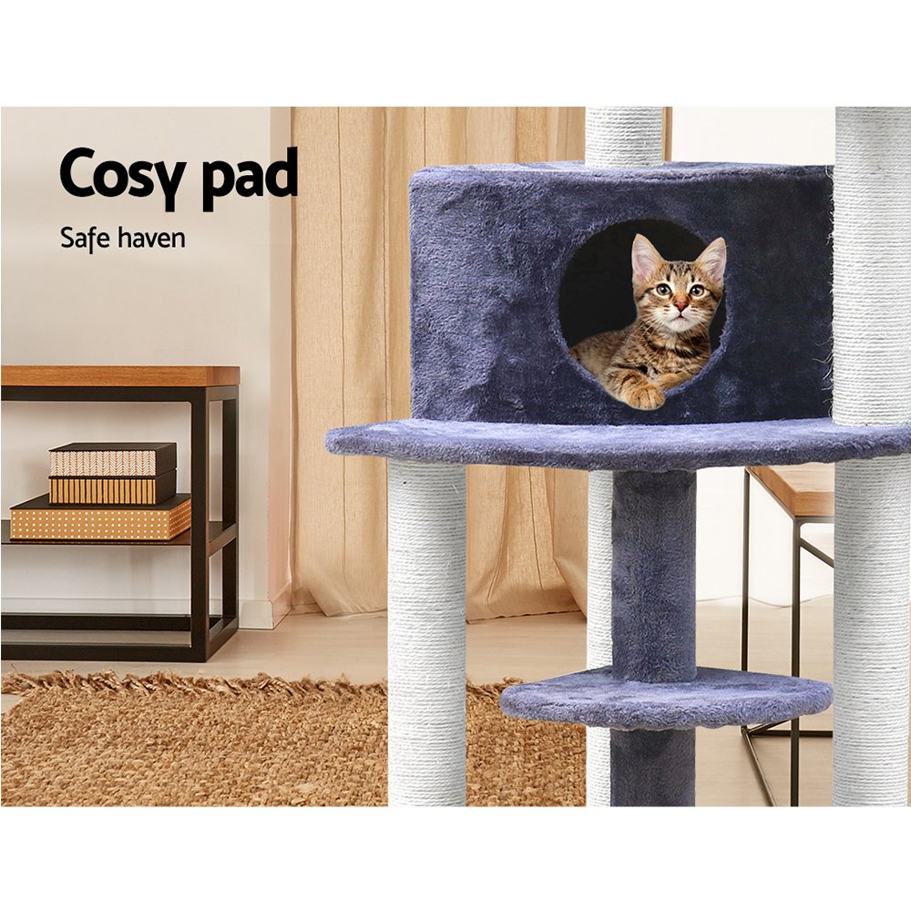 i.Pet Cat Tree 126cm Tower Scratching Post Scratcher Condo Trees House Grey - Image 7