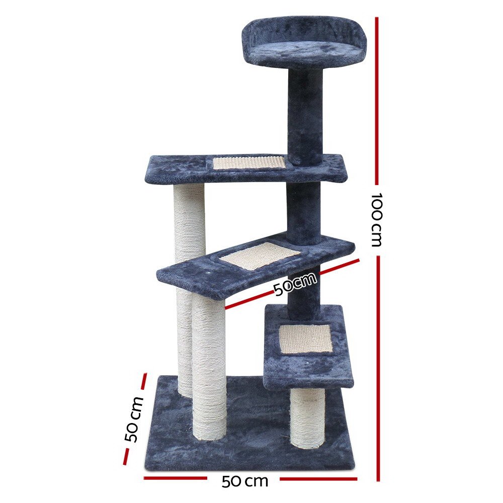 i.Pet Cat Tree 100cm Scratching Post Scratcher Tower Wood Condo House Trees Bed - Image 2