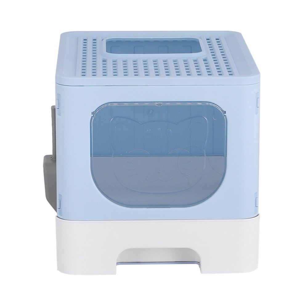 i.Pet Cat Litter Box Large Tray Kitty Toilet Enclosed Hooded Foldable Cat Litter Box Scoop Blue - Image 3