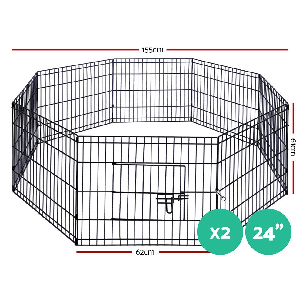 i.Pet 2x24" 8 Panel Dog Playpen Pet Fence Exercise Cage Enclosure Play Pen - Image 2