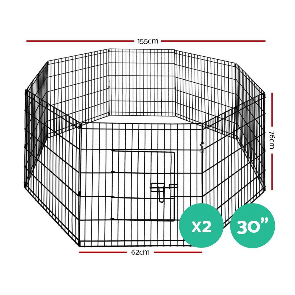 i.Pet 2x30" 8 Panel Dog Playpen Pet Fence Exercise Cage Enclosure Play Pen - Image 2