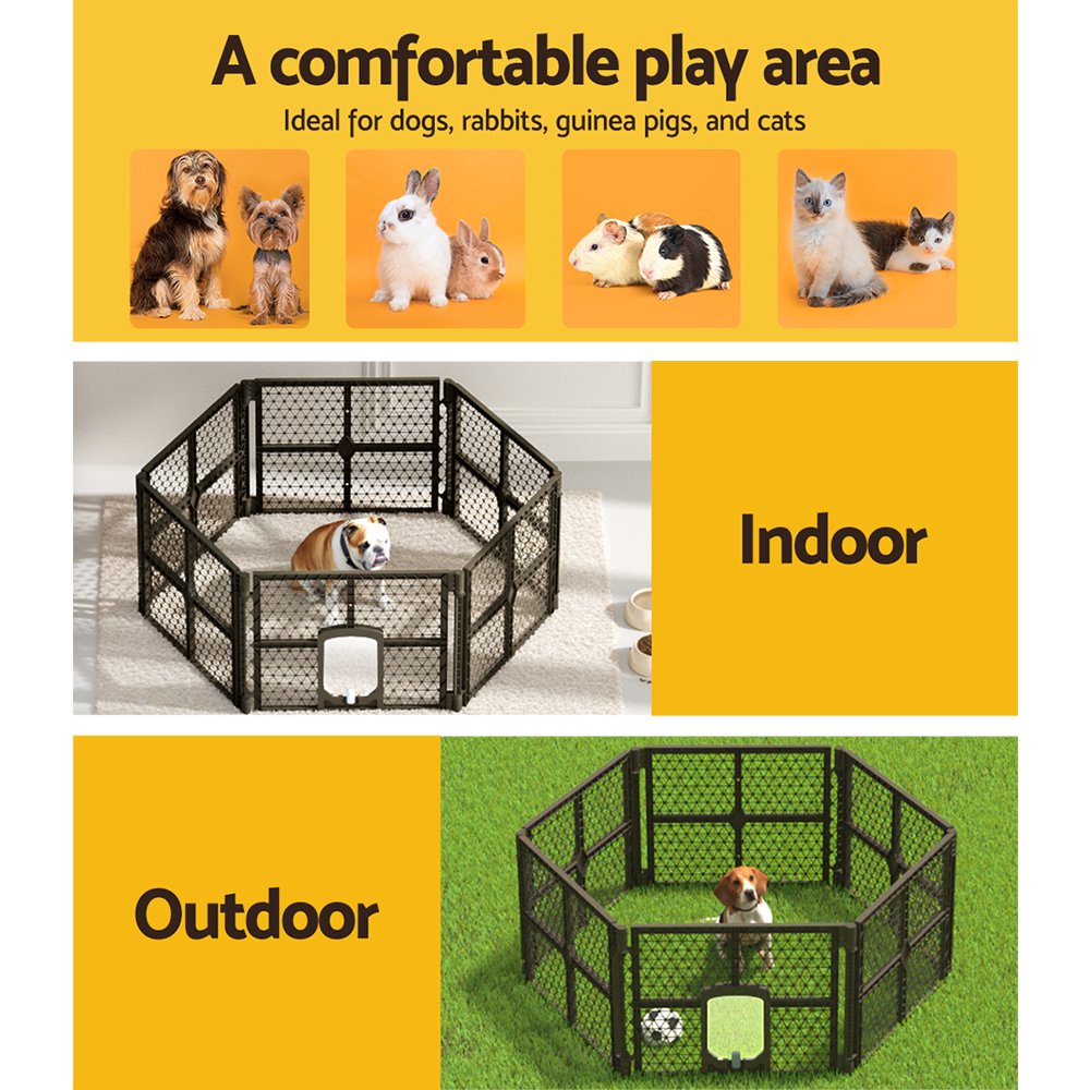 i.Pet Dog Playpen Enclosure 6 Panel Pet Fence Plastic Play Pen - Image 7