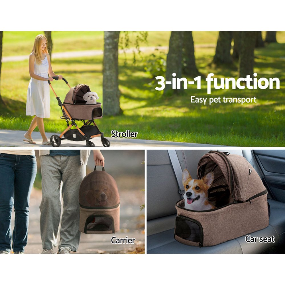 i.Pet Pet Stroller Dog Pram Large Cat Carrier Travel Foldable 4 Wheels Pushchair Double - Image 5