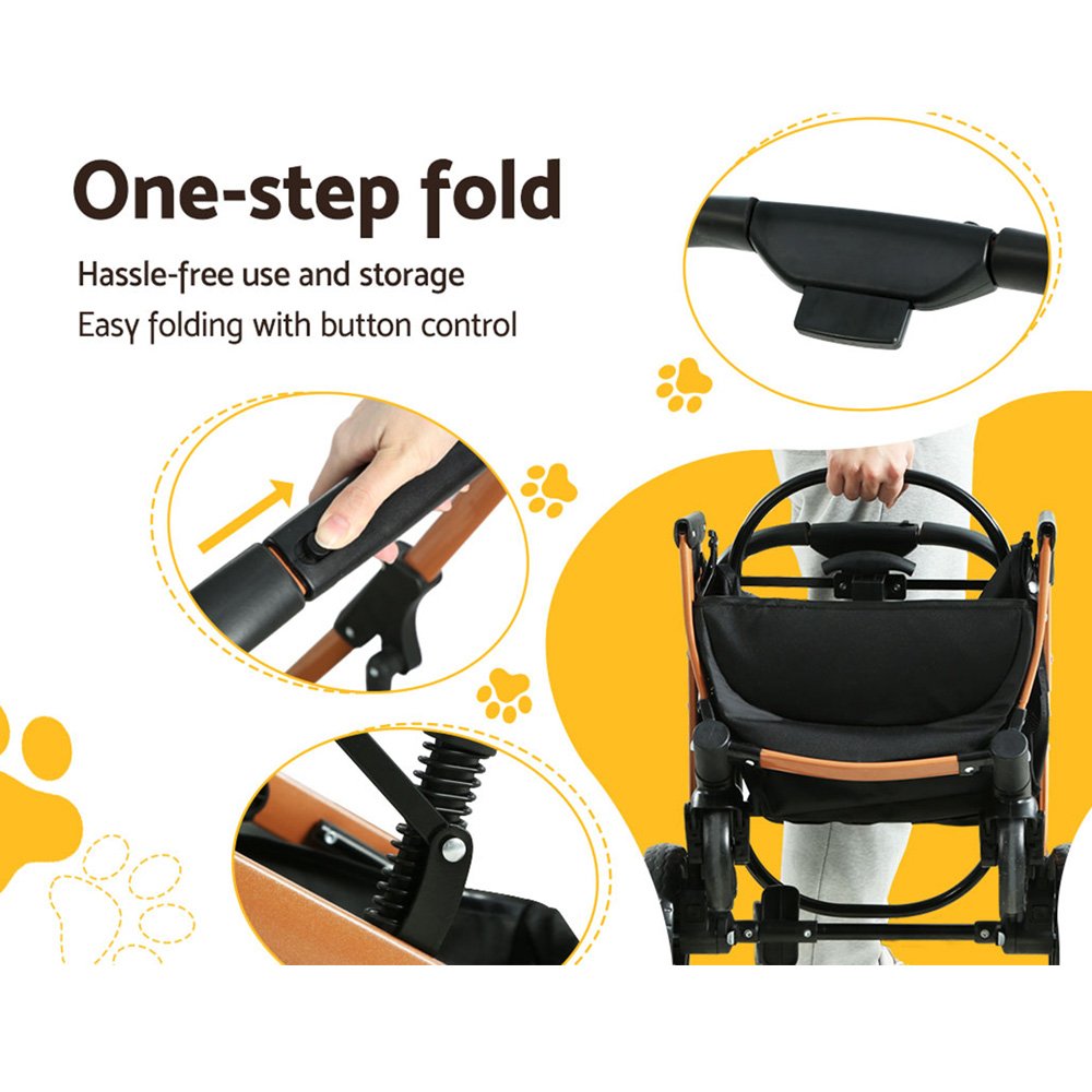 i.Pet Pet Stroller Dog Pram Large Cat Carrier Travel Foldable 4 Wheels Pushchair Double - Image 6