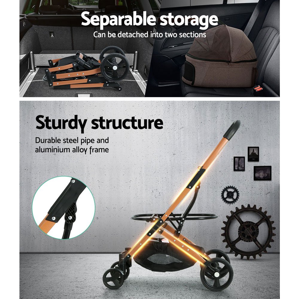 i.Pet Pet Stroller Dog Pram Large Cat Carrier Travel Foldable 4 Wheels Pushchair Double - Image 7