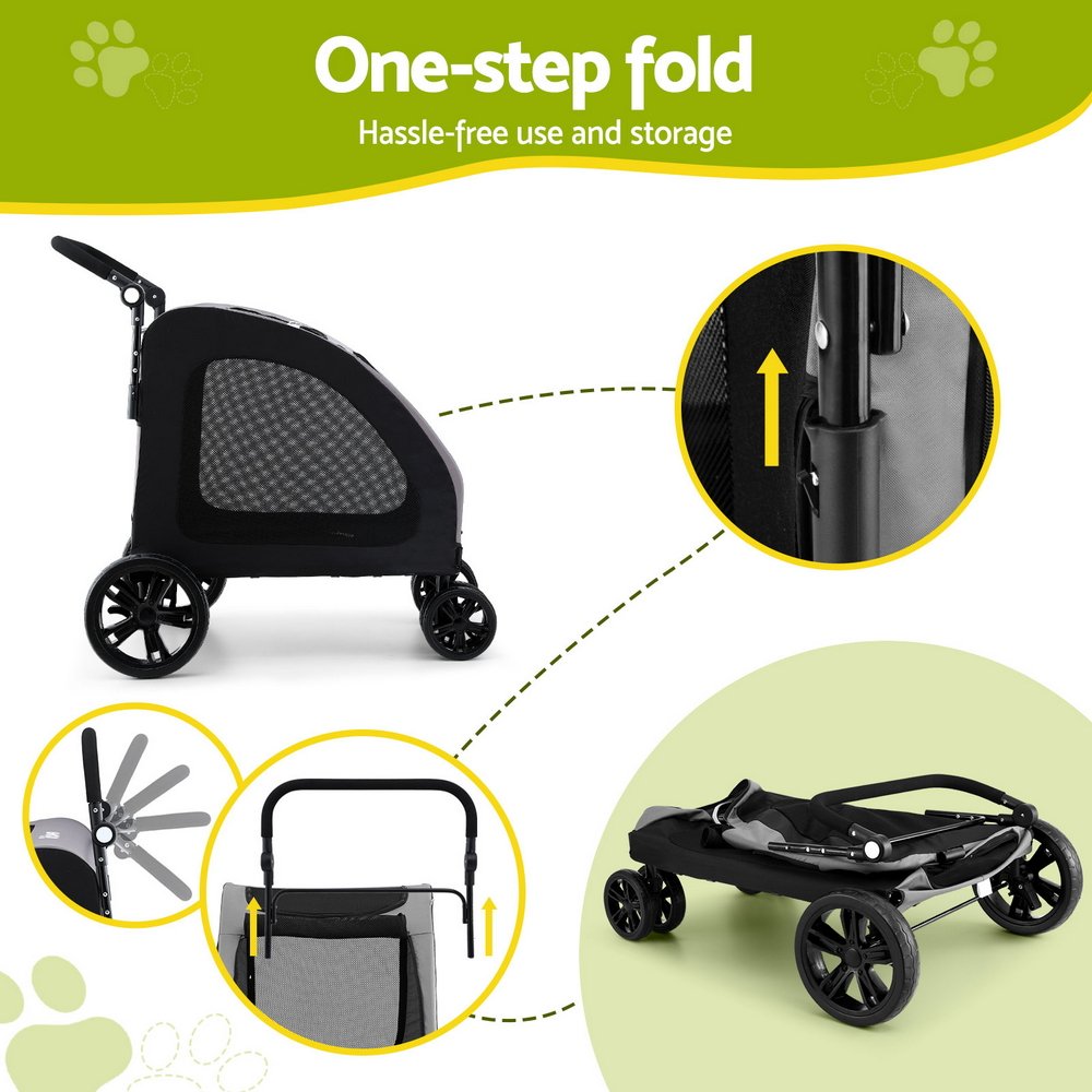 i.Pet Pet Stroller Dog Pram Large Carrier Cat Travel Foldable Strollers 4 Wheels Trolley - Image 5