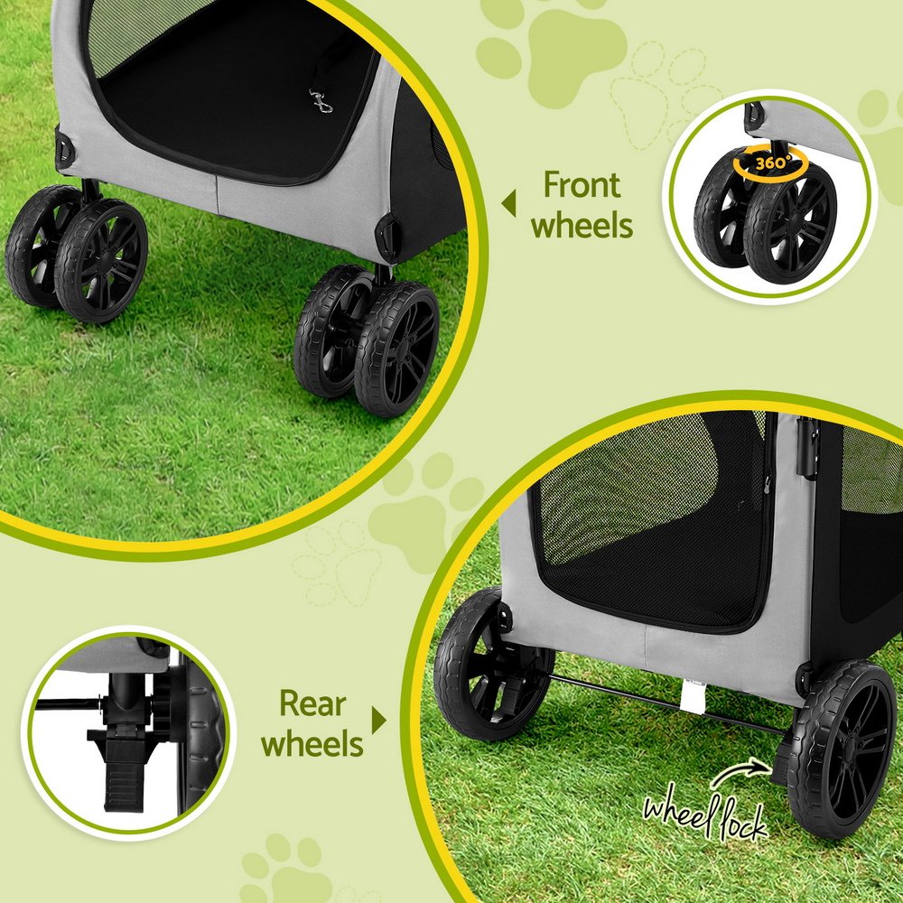 i.Pet Pet Stroller Dog Pram Large Carrier Cat Travel Foldable Strollers 4 Wheels Trolley - Image 7