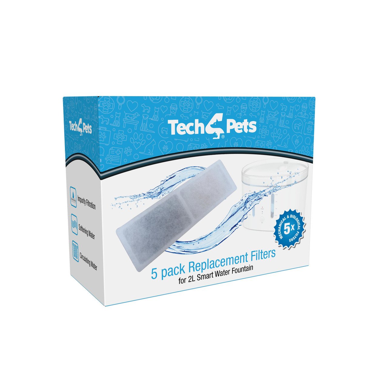 Tech4Pets 5-Pack Water Fountain Replacement Filters - Image 8