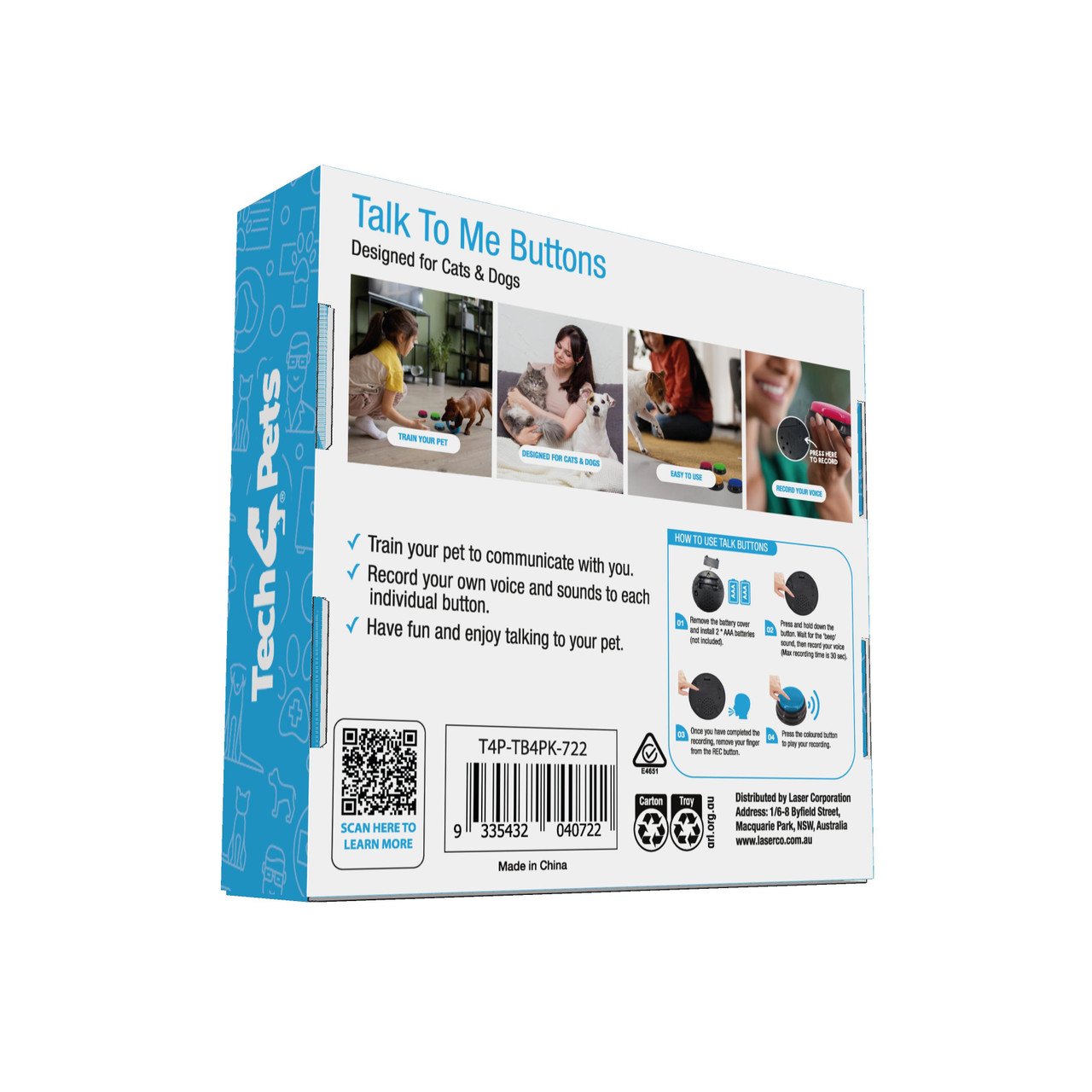 Tech4Pets 4-Pack Talking Buttons for Interactive Pet Communication - Image 11