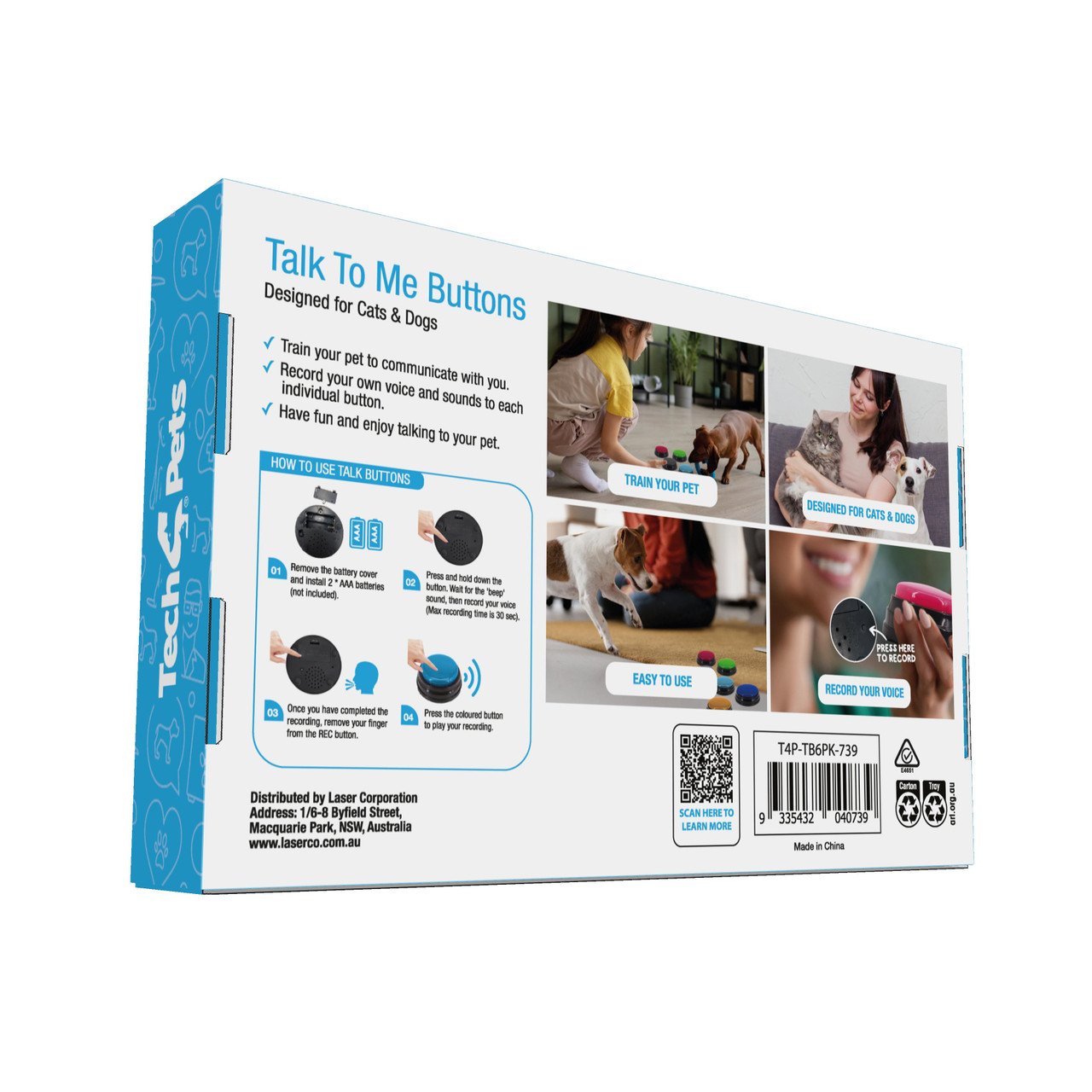 Tech4Pets 6-Pack Talking Buttons for Interactive Pet Communication - Image 8