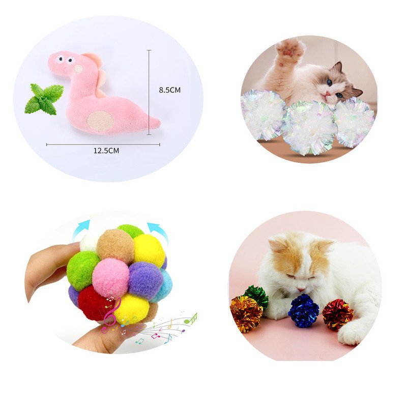 Pet Products Cat Toys,Interactive Kitten Toy for Indoor Kitty Exercise 14 Piece with Fish Catnip Spiral Spring, Tube, Crinkle Balls Helps Reduce Stress & Provide Anxiety Relief for Cats - Image 3