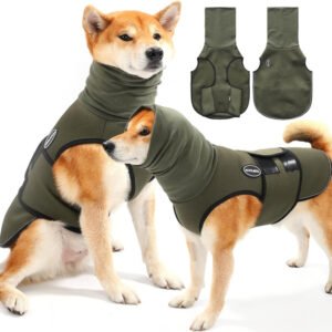 Pet Products Dog Anxiety Vest and Coat, Vet Visits and Separation - Keep Pet Calm, Dog Jacket for Thunder, Fireworks, Anti Anxiety Vest for Dogs and Cat Body and Ear, Green, L