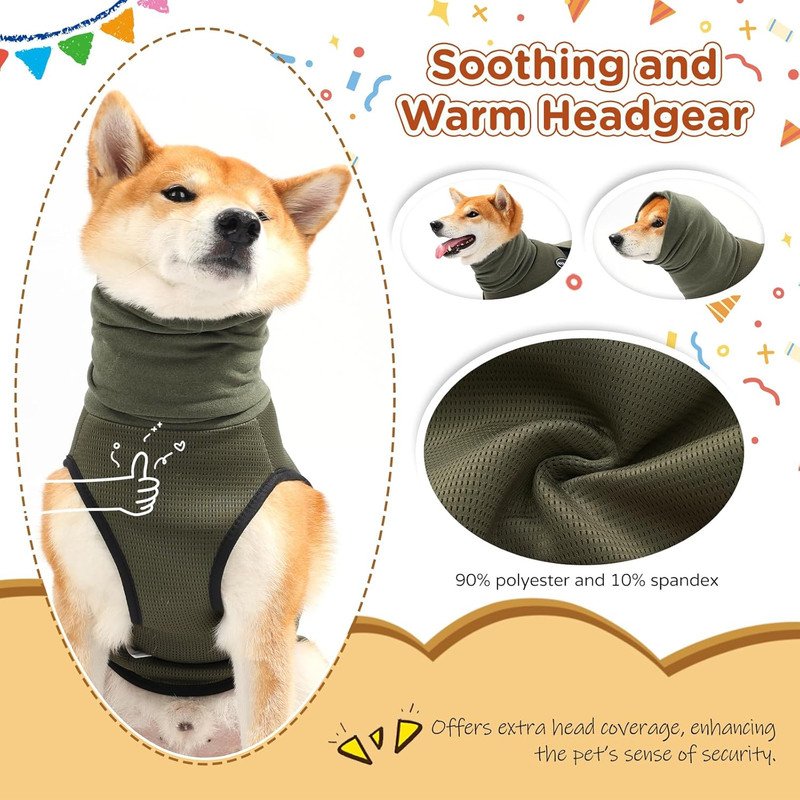 Pet Products Dog Anxiety Vest and Coat, Vet Visits and Separation - Keep Pet Calm, Dog Jacket for Thunder, Fireworks, Anti Anxiety Vest for Dogs and Cat Body and Ear, Green, L - Image 2