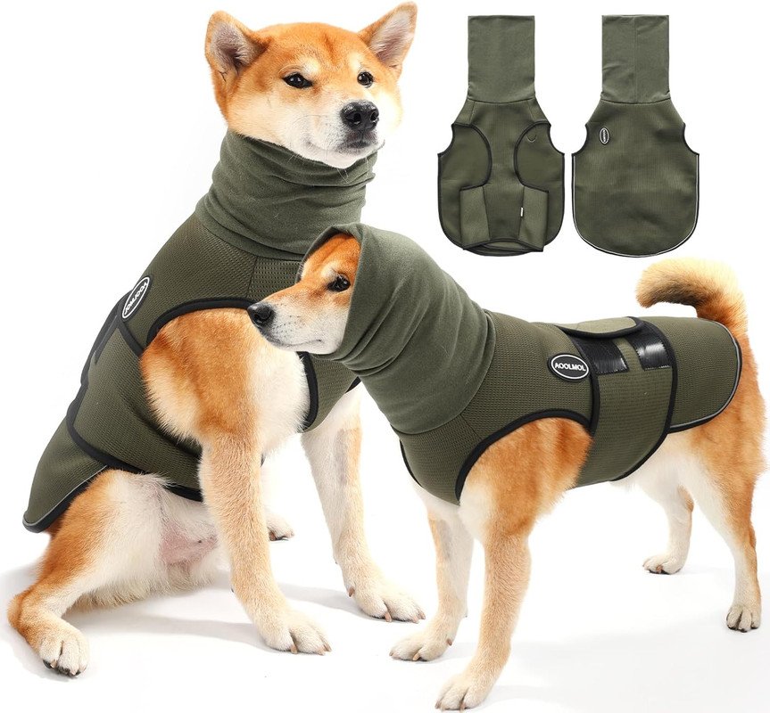 Pet Products Dog Anxiety Vest and Coat, Vet Visits and Separation - Keep Pet Calm, Dog Jacket for Thunder, Fireworks, Anti Anxiety Vest for Dogs and Cat Body and Ear, Green, S