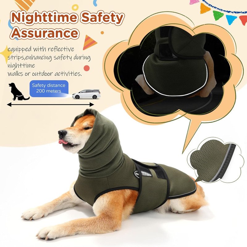 Pet Products Dog Anxiety Vest and Coat, Vet Visits and Separation - Keep Pet Calm, Dog Jacket for Thunder, Fireworks, Anti Anxiety Vest for Dogs and Cat Body and Ear, Green, S - Image 2