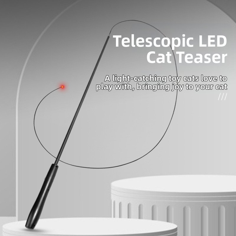 pet products Interactive LED telescopic pole cat teaser stick