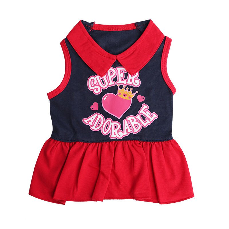 Pet products 2-Piece Dog Summer Dress Set - Team Spirit & SUPER ADORABLE Designs, Red White Stripes & Navy Blue, Peter Pan Collar, Cute Fit for Dogs(L) - Image 2