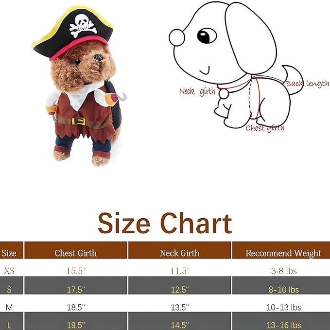 pet products New Funny Pet Clothes Pirate Dog Cat Costume Suit Corsair Dressing up Party Apparel Clothing for Cat Dog Plus Hat - Image 6
