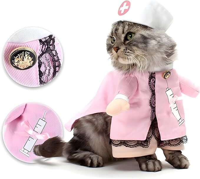 pet products Dog Costume Clothes Halloween Cat Costumes Small Animal Funny Pets Clothing for Doggy Kitty Rabbits Piggy, Nurse - Image 3