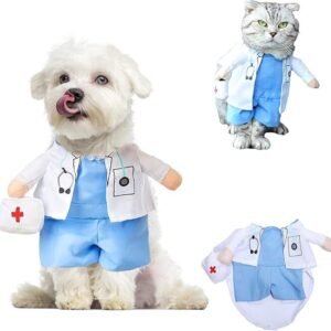 pet products Funny Small Dog Doctor Coat Onesie - Cat & Puppy Halloween Costume - Doctor Uniform Apparel