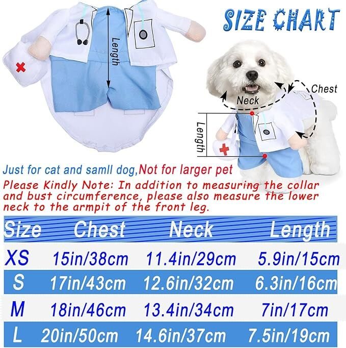 pet products Funny Small Dog Doctor Coat Onesie - Cat & Puppy Halloween Costume - Doctor Uniform Apparel - Image 4